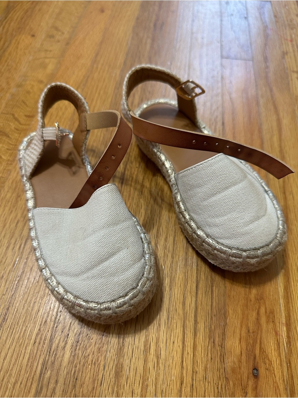 Woven Espadrille Sandals with Brown Ankle Strap - ShuShop Toddler 7